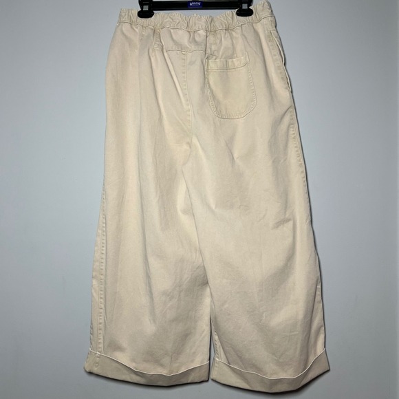 Free People Super Wide Leg Baggy Pants Beige Casual Elastic Waist Women Size L - Picture 2 of 7